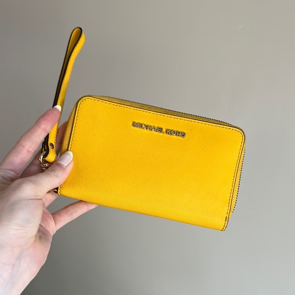 Michael Kors Vibrant Yellow Wristlet - Picture 1 of 3